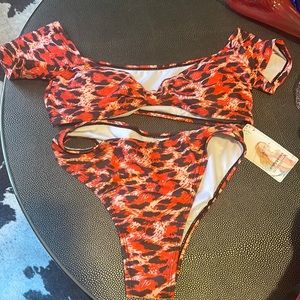 NWT red leopard bikini